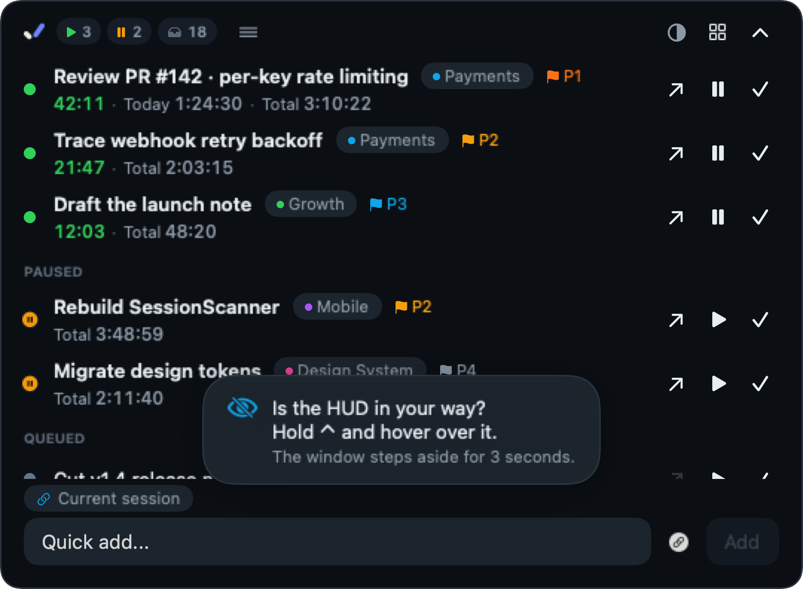 A Baton HUD hint saying it disappears while you hold ⌃